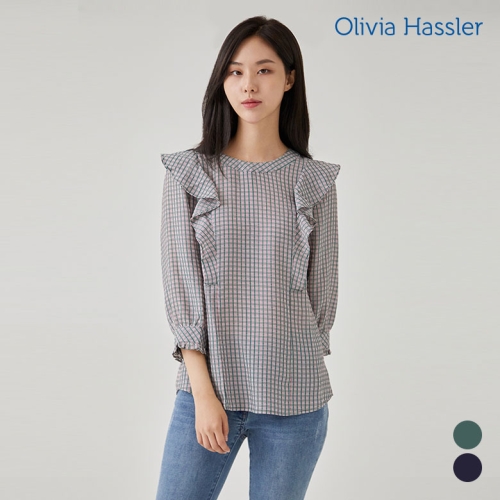 올리비아하슬러 라운드 프릴 블라우스_OH0FBL202