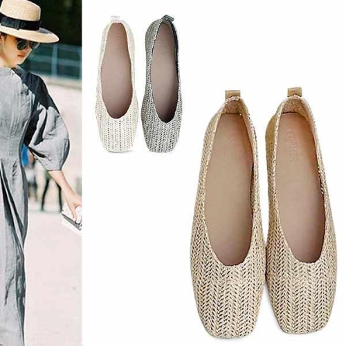 KamiEtMuse 스퀘어 라탄 플랫_KM21s156-1