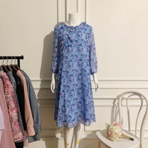 포라리 아나운서원피스 하객원피스 결혼식하객패션 복고풍 브이넥 허리 드레스 여성 과 가을 투피스 스커트 여름 121090