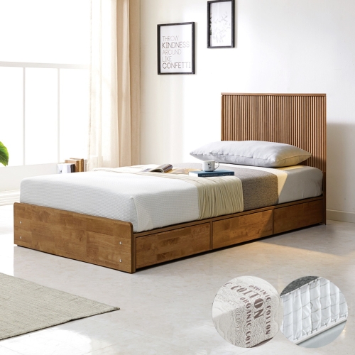 가이온 스컬 북유럽풍 호텔식 원목 수납 침대 SS