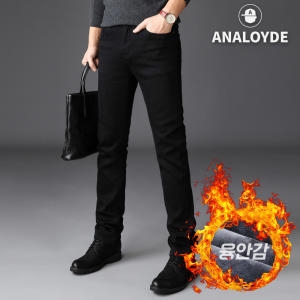 아날로이드 남성빅사이즈데님팬츠 융본딩 스판 기모 블랙진 남자청바지 MP05