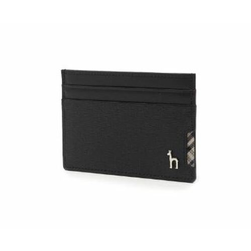 헤지스 블랙 퍼피 장식 체크배색 카드지갑 HJHO0F286BK