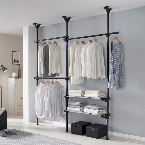 롯데알미늄 이지온 국민튼튼 5단 드레스룸 시스템 폭조절선반 행거 EOB-305W