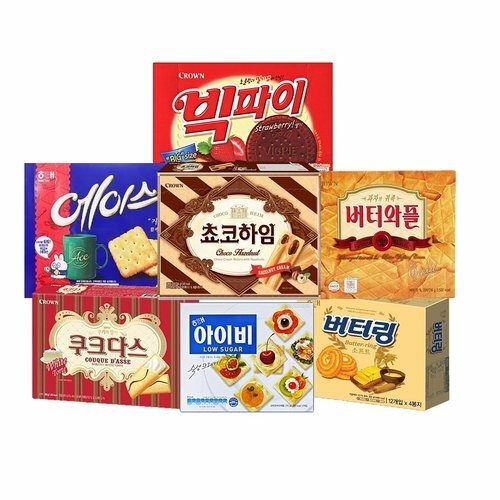 해태제과  사무실에서 먹기좋은 대용량 과자 7종 빅파이 에이스 쵸코하임 버터와플 쿠크다스화이트 아이비 버터링