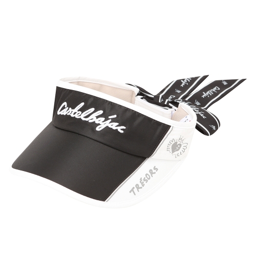 까스텔바작  여성 배색 로고 자수 뒷리본 썬바이저 (BGBWGC701BK)