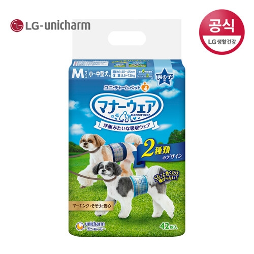 LG생활건강 유니참 매너웨어 남아용 기저귀 M 42매