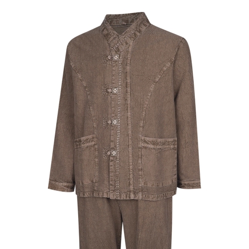 파파브로 남성 간절기 천연염색 면 생활한복 상하의 세트_SS HBA M3 네이비