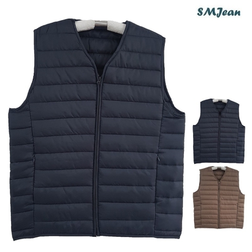 에스엠진 가벼운 패딩 조끼 브이넥 경량 패딩 남성 지퍼 조끼 솜패딩 겨울 조끼_SMJ509s