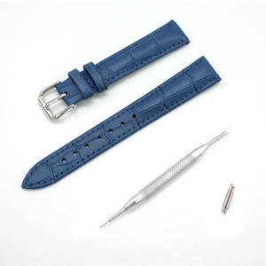 굿앤굿 기본시리즈 16mm 블루 가죽 시계줄 교체 밴드