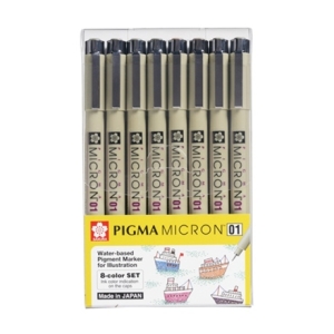 사쿠라  피그마 마이크론 01 8본 8색 세트