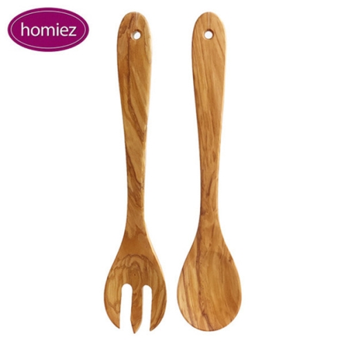 홈이즈 올리브나무 라운드 샐러드서버 세트