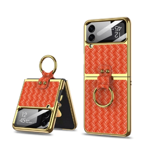 데켄스  Z플립4 지플립4 인조가죽 링 하드 케이스 M887