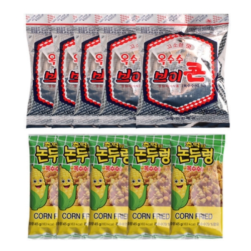 진한제과 옥수수 브이콘 50g 10개 + 싱싱 추억의 논두렁 옥수수 스낵 45g 10개
