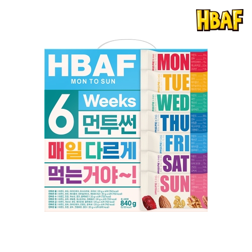 (주)바프 HBAF 바프 하루견과 먼투썬 6주 20g 42개입