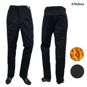 에스엠진 기모 정장바지 원턱 중년남성 바지 기본일자 신사바지 겨울바지_SMJ325k