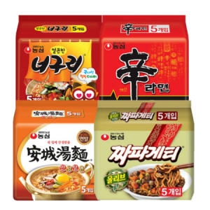 농심  신라면5개 + 얼큰한너구리5개 + 짜파게티5개 + 안성탕면5개