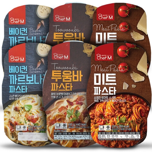 엠디에스코리아  쉐프엠 베이컨 까르보나라 2팩+투움바 2팩+미트파스타 2팩 230g