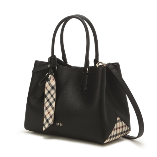 닥스 여성 블랙 체크배색 소가죽 토트백_DCBA2E122BK