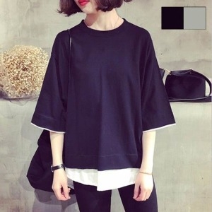 오너클랜 W8DA0E3 여자 레이어드 무지 디자인 라운드 넷 기본 티셔츠 추천상품