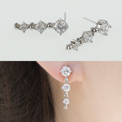 실버925 악세사리 클래식 큐빅 드롭귀걸이 EZOCS05