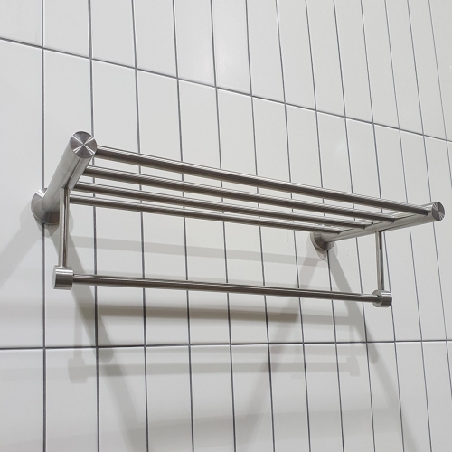 몬세라믹  무광 실버 스텐 니켈 2단 선반 수건걸이
