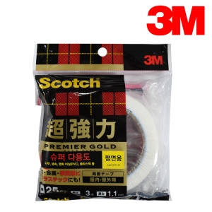 3M 스카치 초강력 양면 테이프 SPS-25 25mmX 슈퍼 다용도 평면용 나무 금속 플라스틱 PVC 접착
