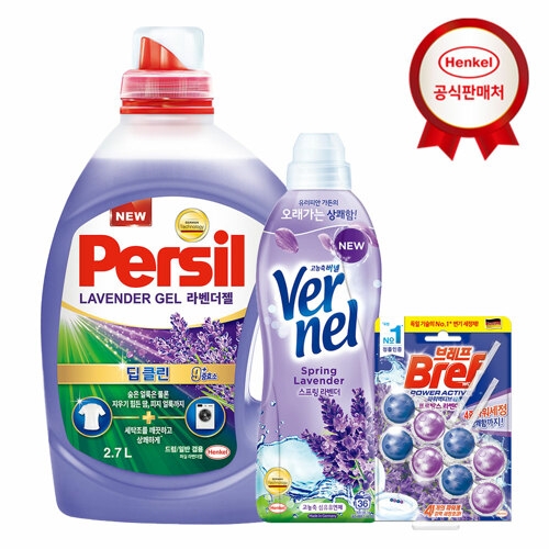 퍼실 딥클린 라벤더젤 겸용 2.7L 1개 + 버넬 1개 + 브레프 2개