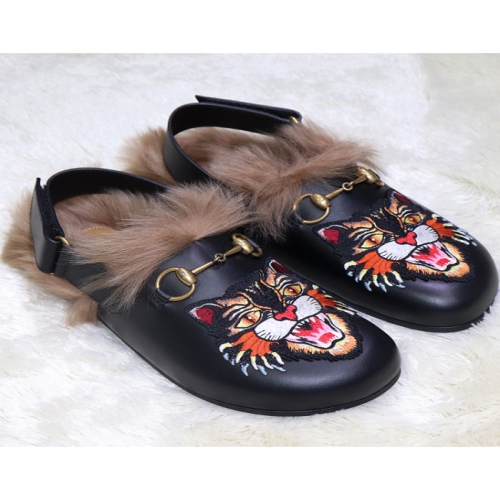 구찌 앵그리캣 홀스빗 퍼 슬리퍼_473494 DS910 1076