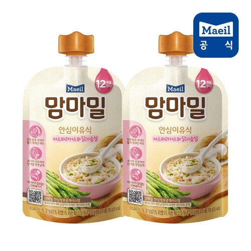 매일유업 맘마밀 안심이유식 아스파라거스와 닭가슴살 100g