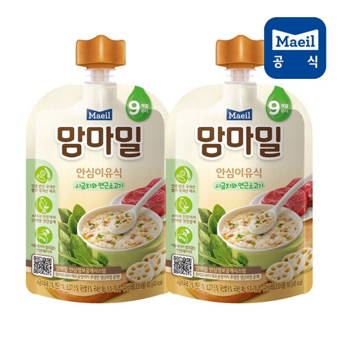 매일유업 맘마밀 안심이유식 시금치와 연근소고기 100g
