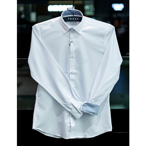 예작 남성 솔리드 슬림핏 긴소매 셔츠_YJ3SBS152WH
