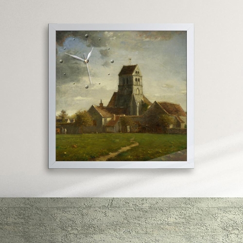 아트박스  꾸밈  px050-명화76_장프랑수아밀레의건물들이있는풍경액자벽시계_디자인액자시계