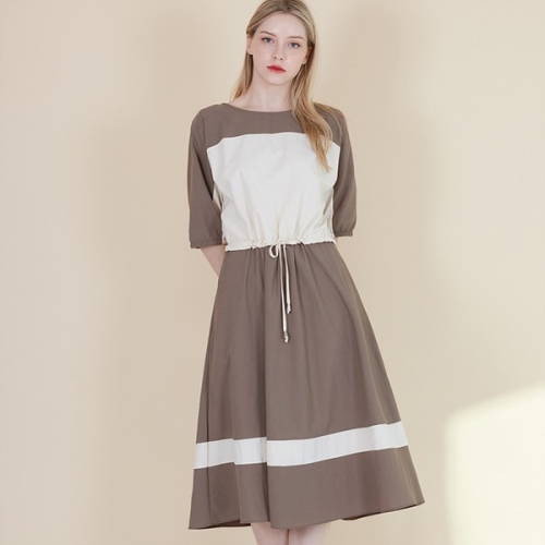 플랜비 여성 스트링 배색 프라 롱원피스_P2205OP033B