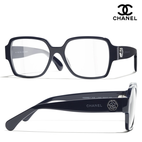 샤넬 품 스퀘어 안경테 까멜리아 장식 CH3438 1643 블루 1641956957776713seo