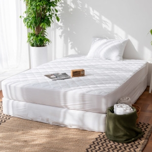 CASARU 누빔방수 침대 매트리스커버 Q 퀸 150x200x40 화이트/그레이