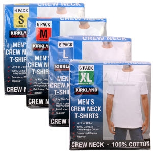 커클랜드 남성 면 라운드 반팔 티셔츠 6매