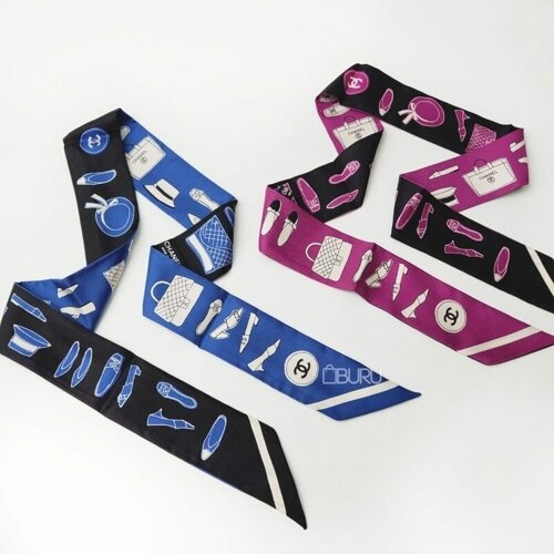 샤넬 발레리나 헤어밴드 넥보우 스카프 AA7795 블랙+크림베이지