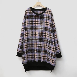 아이우먼 여성 오버룩체크언발맨투맨_GRK719M212