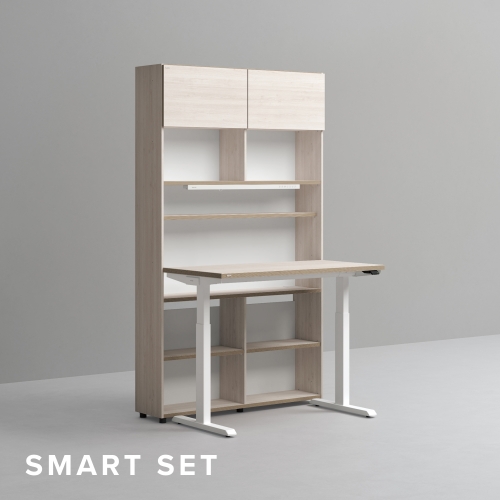 데스커 6단 스마트 모션 스탠딩 책상 세트+조명+도어