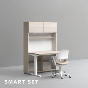 데스커 5단 스마트 모션 스탠딩 책상 세트+조명+도어+의자