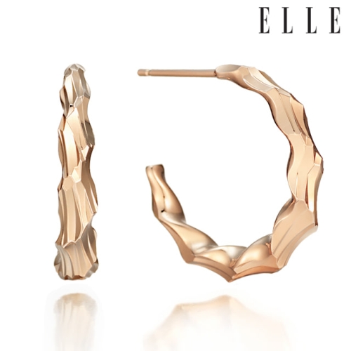 엘르쥬얼리  14K 텍스처 링 귀걸이 gold pin ELGPEE310 로즈골드