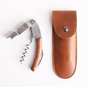 커빙 엔틱 와인오프너 고급 가죽케이스 포함 와인병따개 우드 소믈리에나이프 코르크 스크류