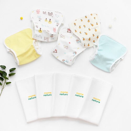 맘스네이처 대나무 천기저귀 세트 / 기저귀 5장+커버1장