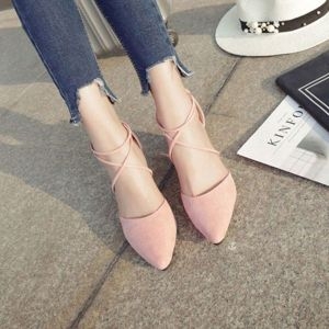 핑크 스웨이드 메리제인슈즈 스트렙 여자구두 W209C04