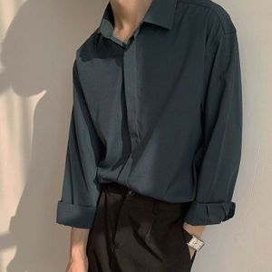 데일리 남성 멋쟁이 오버핏 히든 긴팔 셔츠 패션 남방 W9749FA