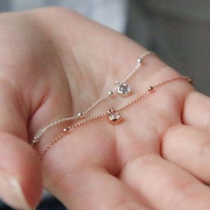 제이로렌  문스톤 아쿠아마린 원석 체인 실버 팔찌 B0956 32195060