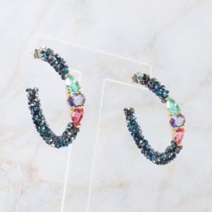 쥬아나윤  컬러 큐빅 오스트리아 스톤 반 링 귀걸이 32482684