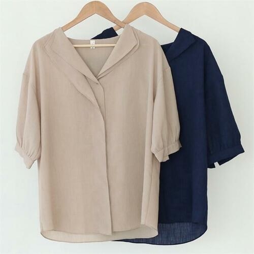 아이우먼 빅사이즈사랑해요 E092L106 투카라날개블라우스 DB