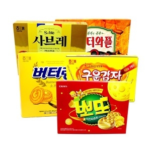 크라운제과  과자세트 탕비 간식 캔디 파이 비스켓 스낵 버터와플
