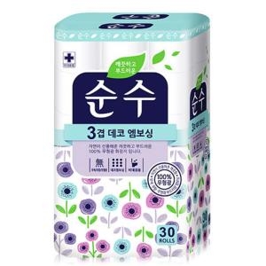  현대제지 깨끗하고 부드러운 순수 16m (30롤) [1팩]